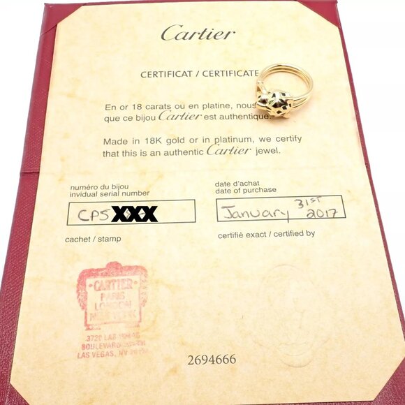 Authentic! Cartier Panther Panthere 18k Gold Diamond Lacquer Tsavorite Ring Cert - Picture 7 of 9